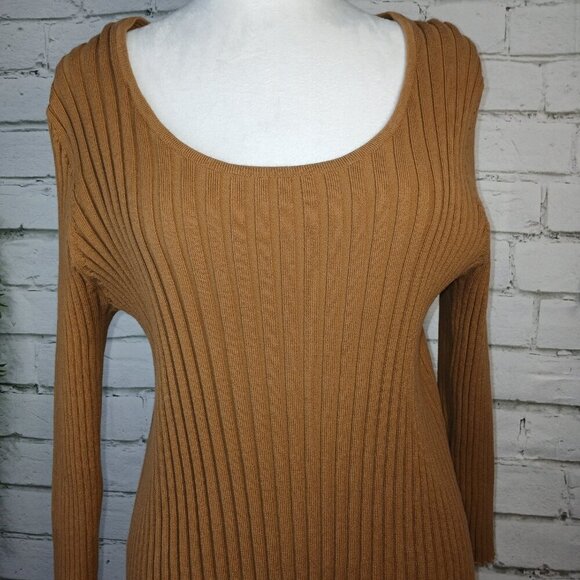 WOMENS R.Q.T. CAMEL COLORED RIBBED SWEATER, 3/4SLEEVE, SIZE XL - Picture 2 of 6